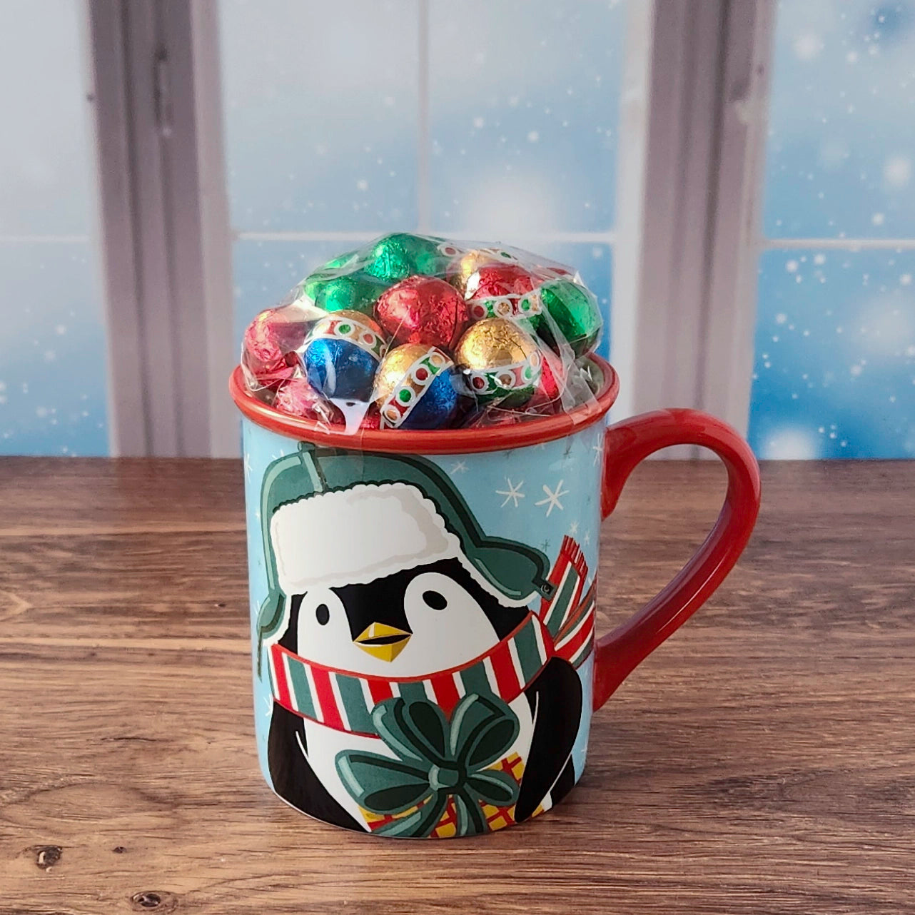 Christmas Penguin Gift Mug with Chocolates