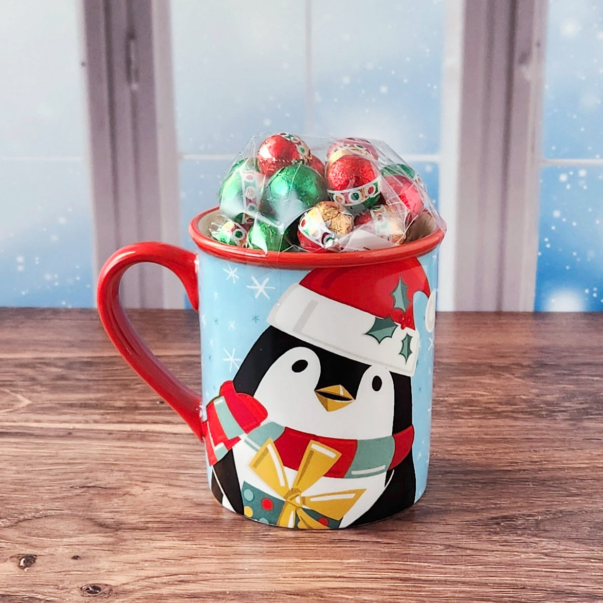 Christmas Penguin Gift Mug with Chocolates