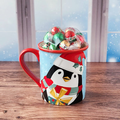 Christmas Penguin Gift Mug with Chocolates