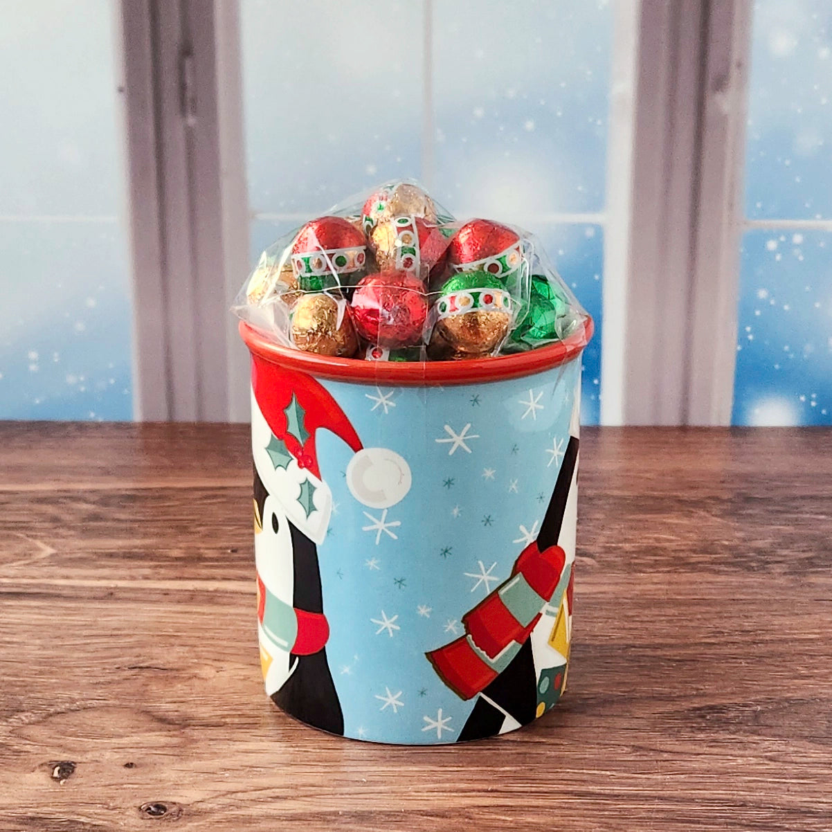 Christmas Penguin Gift Mug with Chocolates