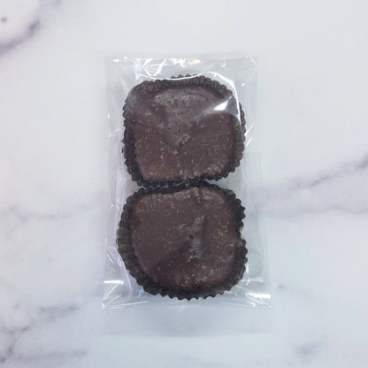 2 count package of dark chocolate coconut clusters 