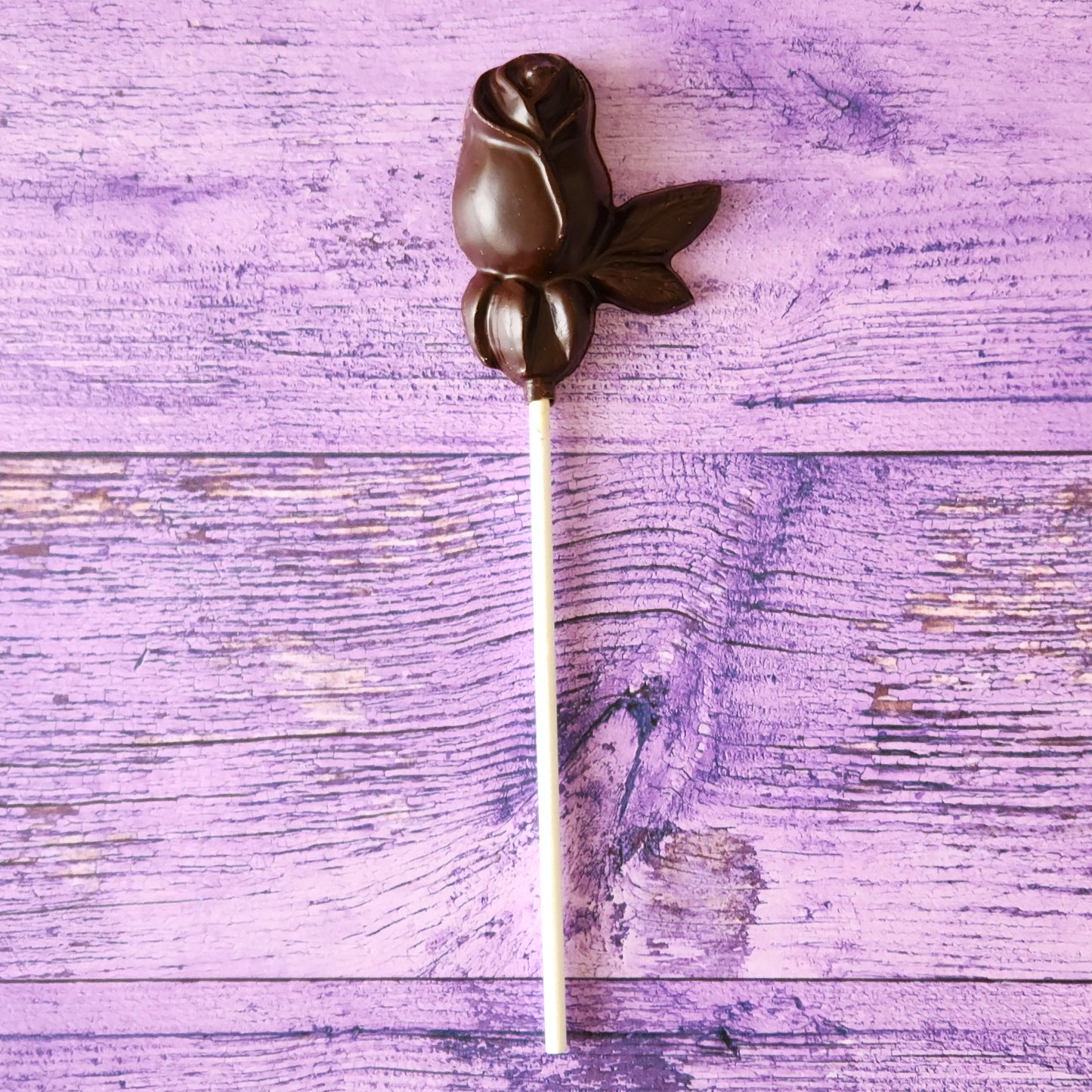 Dark Chocolate Rose lollipop.