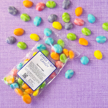 Hop into Easter with our Gummi Eggs, a colorful and chewy treat bursting with six delicious flavors! Each soft, jelly-like egg is packed with Grape, Mango, Blue Raspberry, Green Apple, Cherry, and Orange flavors, making every bite a fruity surprise. 