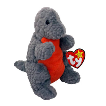 Emmett the Grey Dinosaur is part of the Beanie Babies stuffed animal collection by TY.