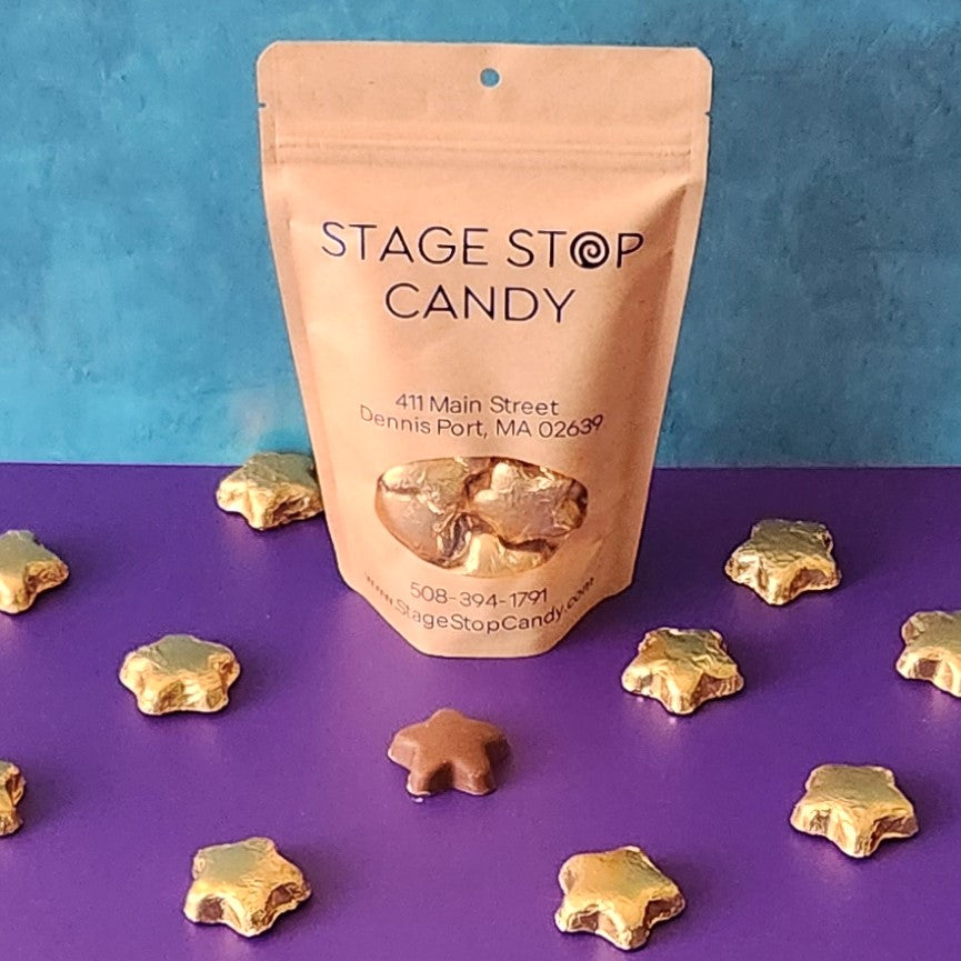 Beautiful Gold Foiled Stars in Milk Chocolate. Perfect for graduations, holiday gifts and any other fun celebrations!