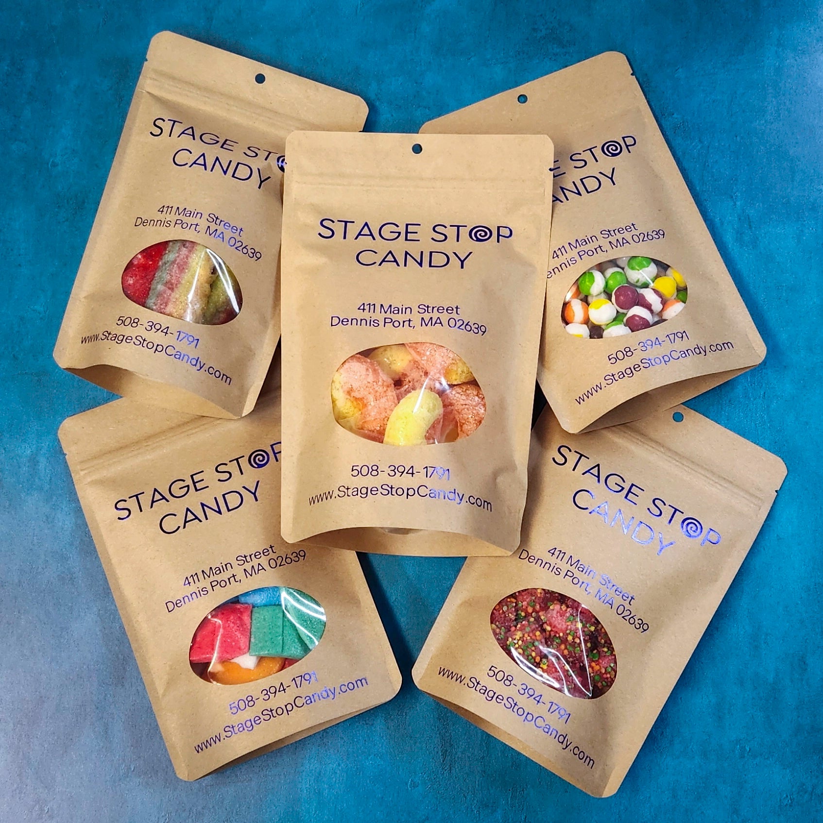 Freeze Dried Care Package.
Inside this care package, you'll find five unique freeze-dried candies: Air Crunchers, Rainbow Crunchies, Fruit Sticks, Atomic Rainbow Blasters, and Peach Rings