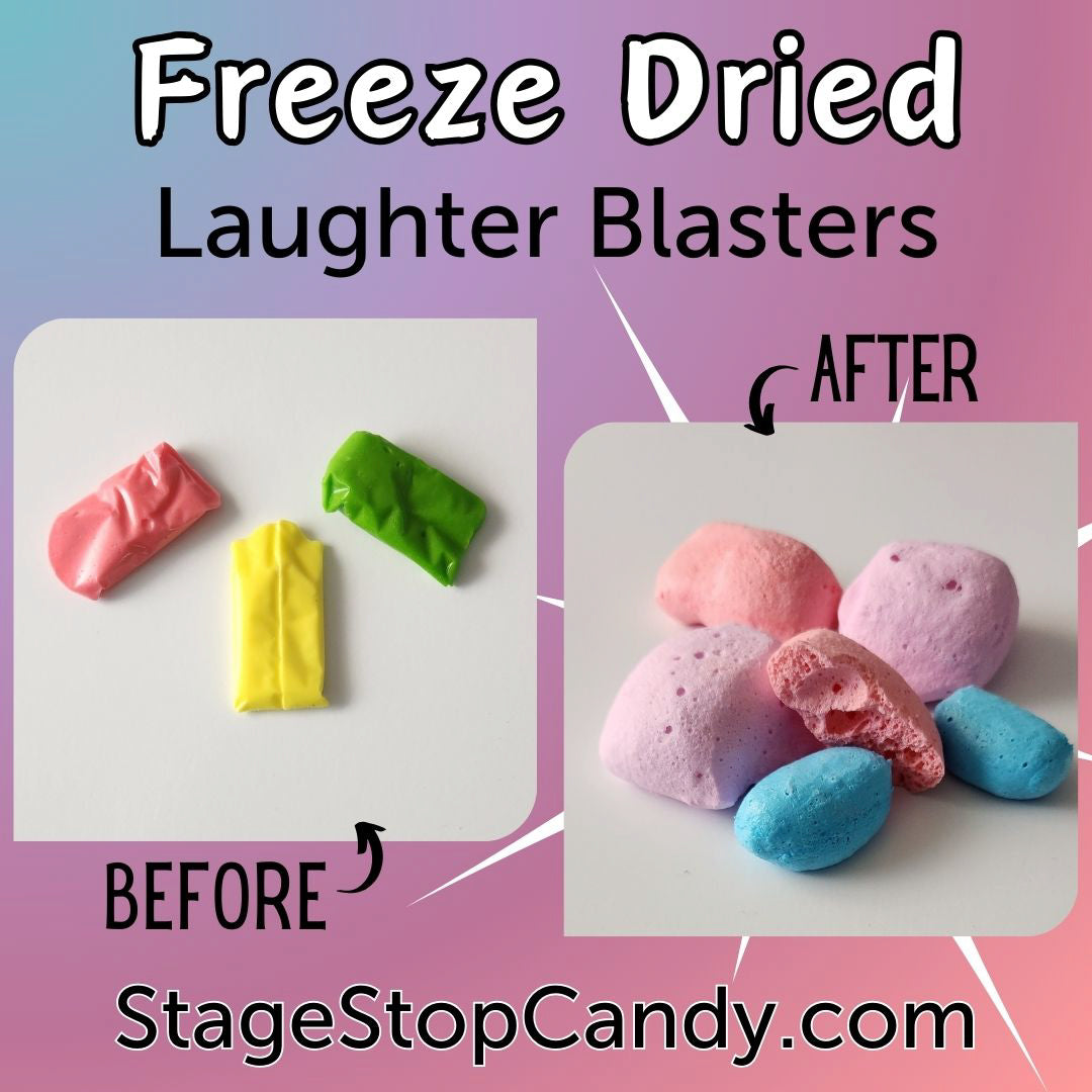 See the difference that happens when you freeze dry laffy taffy! What starts as a soft chewy candy becomes an airy crunchy treat full of flavor!