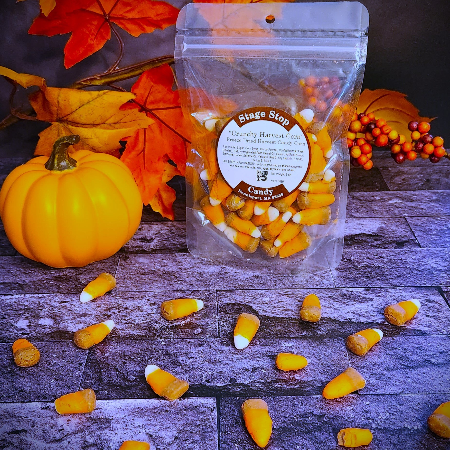 Experience the Crunchy Delight of Harvest Candy Corn! Discover the intense fall flavor in a whole new way, transforming soft candy corn into crispy perfection.