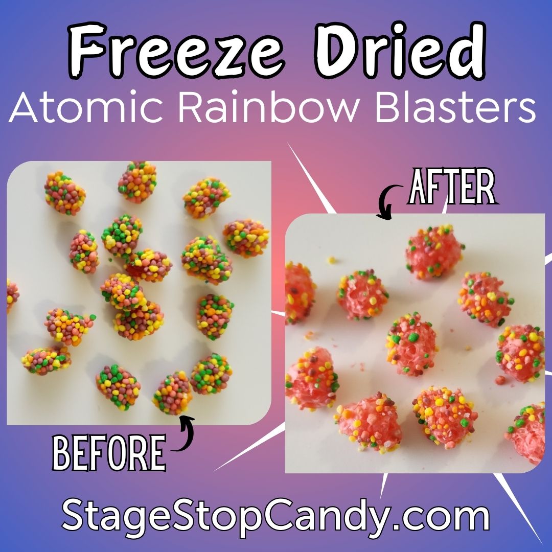See the difference freeze drying makes on the Gummy Nerd Clusters. They puff out to be a crunchy airy snack!