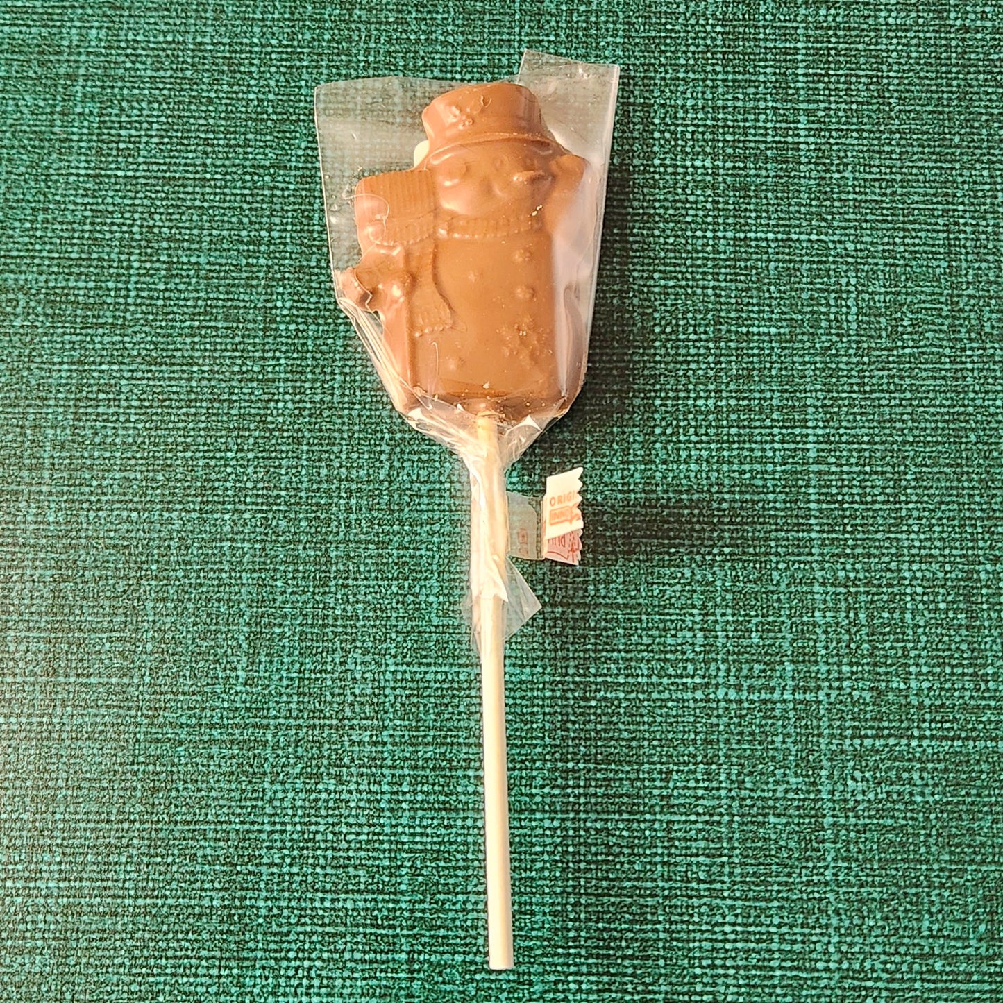 Milk Chocolate frosty the snowman lollipop