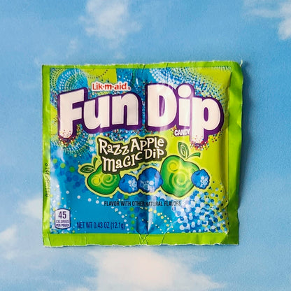 Fun Dip Razz Apple flavored candy powder.
0.5 oz packs.