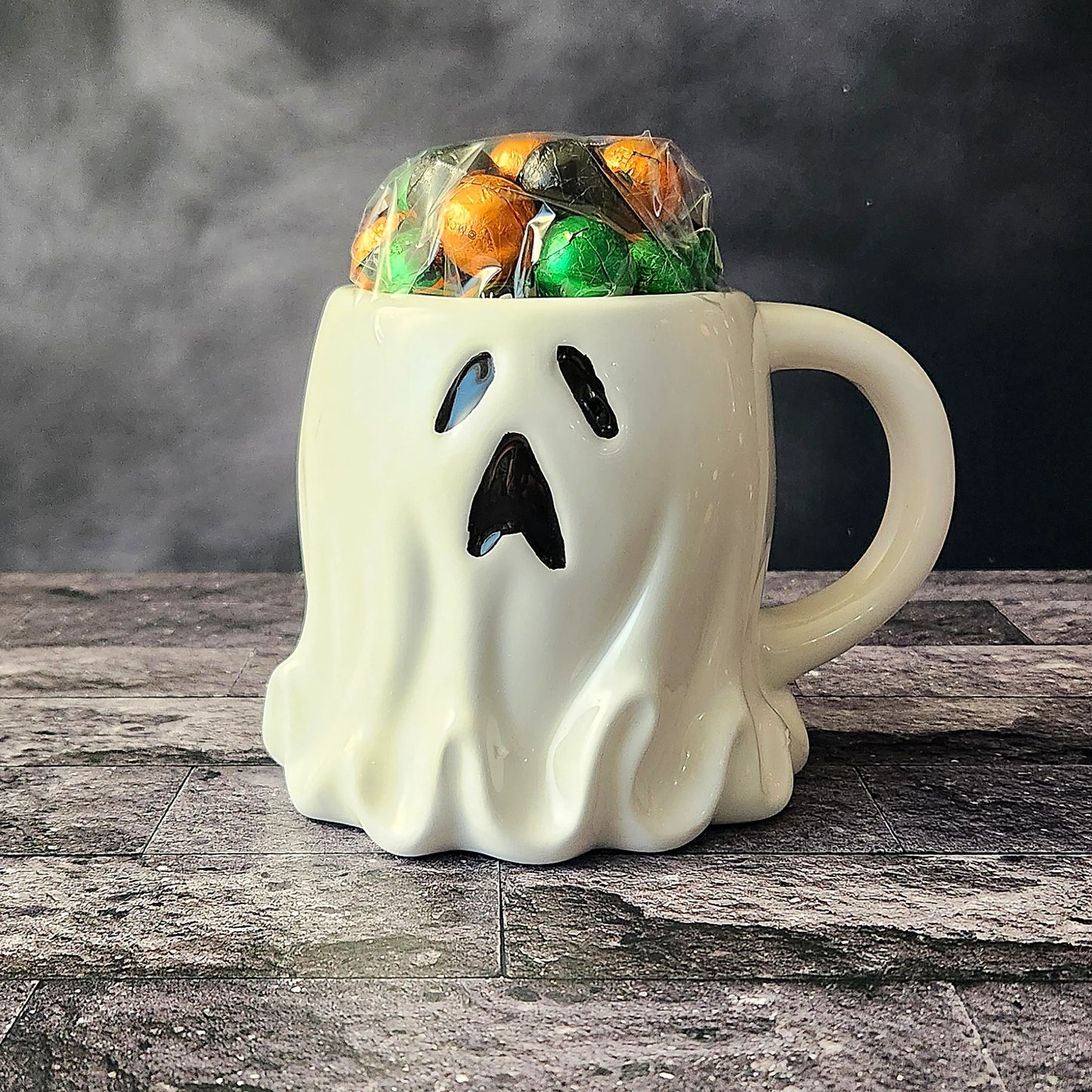 Boo Hoo Ghost Halloween Gift Mug with Chocolate