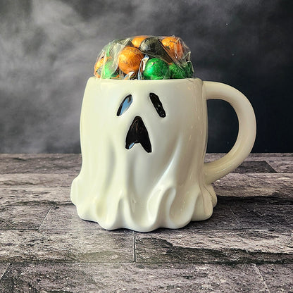 Boo Hoo Ghost Halloween Gift Mug with Chocolate
