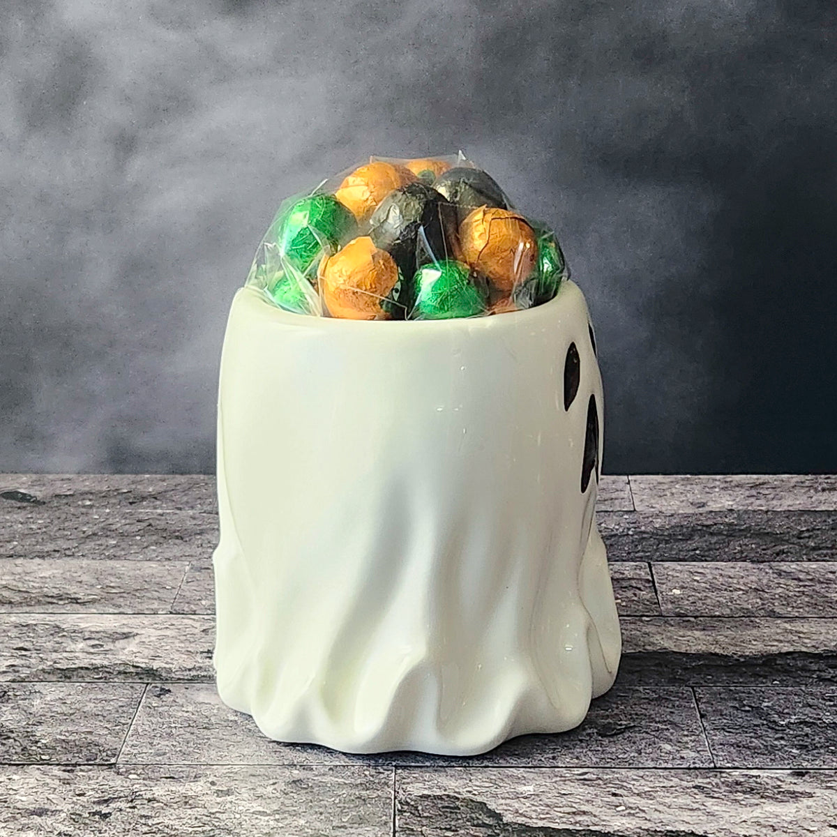 Boo Hoo Ghost Halloween Gift Mug with Chocolate