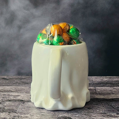 Boo Hoo Ghost Halloween Gift Mug with Chocolate