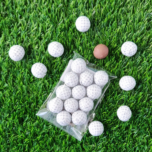 Foiled milk chocolate golf balls.