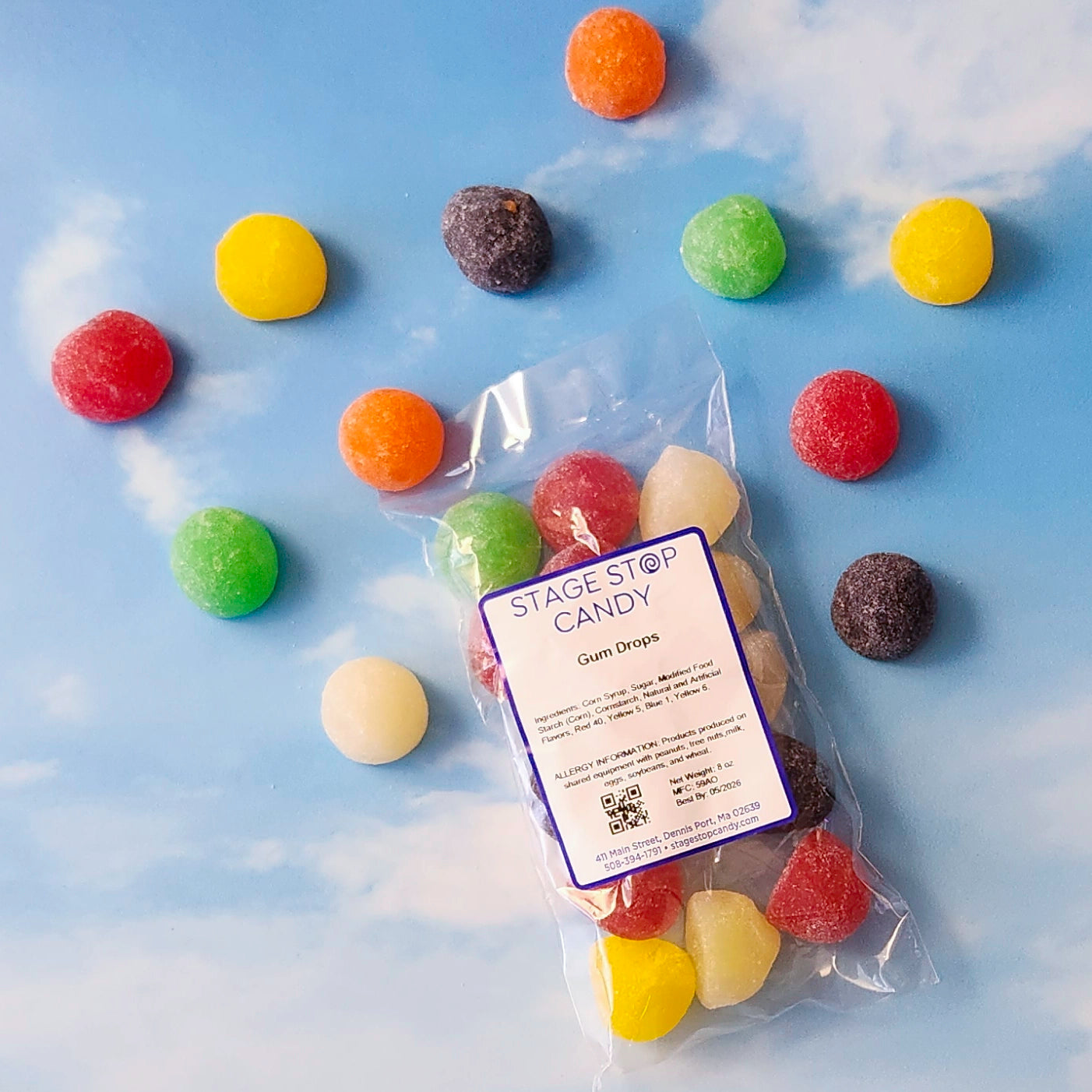 Delicious, fresh gum drops. This old time favorite comes in a variety of flavors and colors and will keep you coming back for more. Packed in a 8 ounce bag