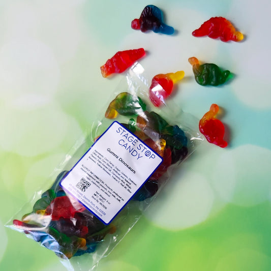 Enjoy our fresh, flavorful Gummi Dinosaurs in a fun, dino-shaped treat! This 6-ounce bag is ideal for snacking and provides a delicious, fruity experience for all ages.