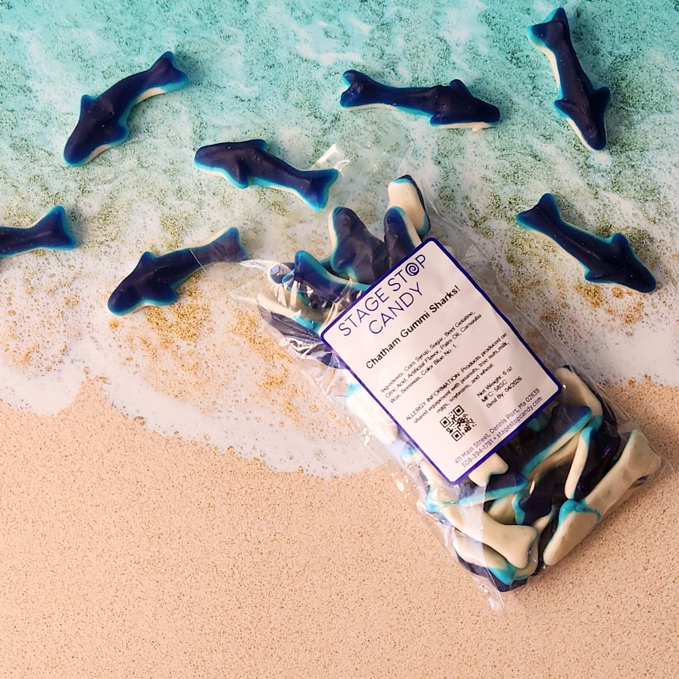 Get ready to take a bite out of fun with our Gummi Sharks! These Blue Raspberry flavored ocean-inspired treats are sure to be a favorite.
Packed in a 6 ounce bag. 