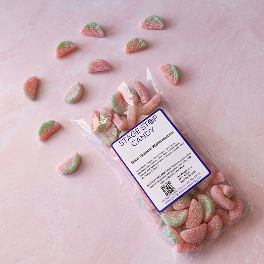 Our Sour Watermelons are packed fresh, the perfect combination of sour and sweet! This 6 ounce bag is sure to please.