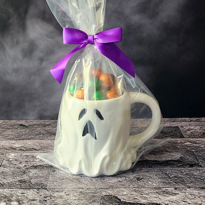 Boo Hoo Ghost Halloween Gift Mug with Chocolate