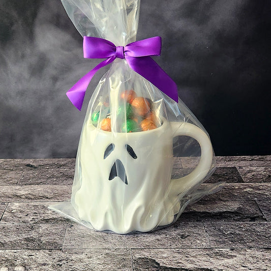 Boo Hoo Ghost Halloween Gift Mug with Chocolate