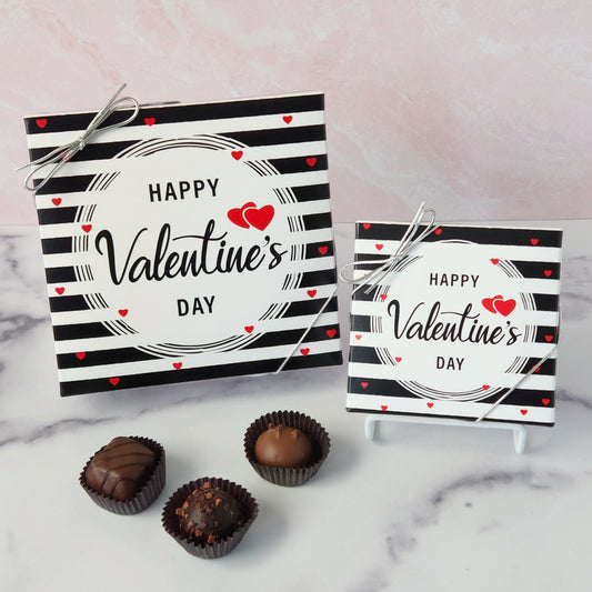 Celebrate love (or your love of chocolate!) with our dreamy Valentine’s Day Chocolate Assortment.  Whether you go for the 9-piece or 16-piece box, every bite offers a delightful surprise - from soft, melt-in-your-mouth creams to rich truffles, gooey caramels, and silky meltaways.
Comes in a festive Valentine’s Day box with hearts and bold lettering that says “I love you” -  perfect for gifting.