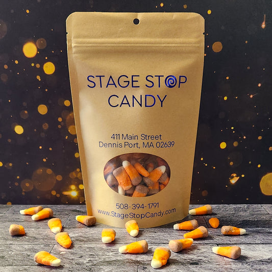 Chocolate flavored candy corn with a twist. After freeze drying the harvest corn goes from soft to crunchy!