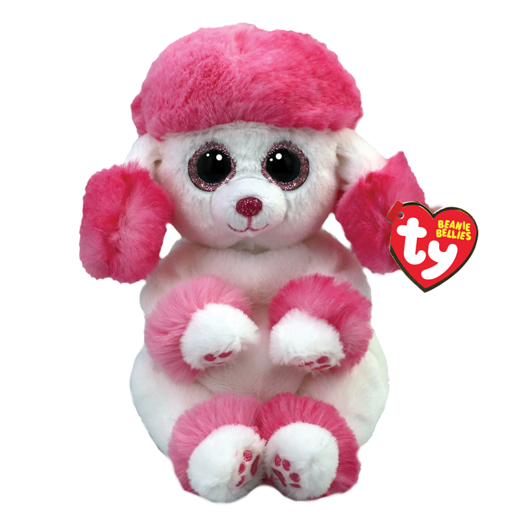 This pink and white stuffed poodle named Heartly makes a great gift for any dog lover! 