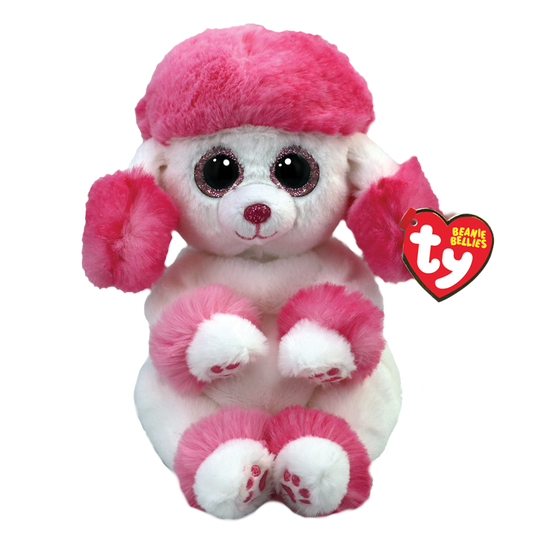 This pink and white stuffed poodle named Heartly makes a great gift for any dog lover! 