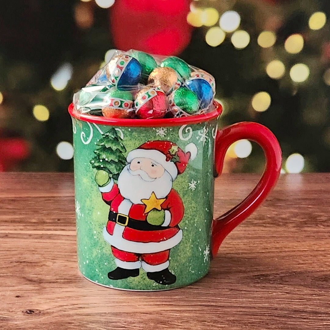 Holiday Magic Gift Mug with Milk Chocolate Foil Ornaments