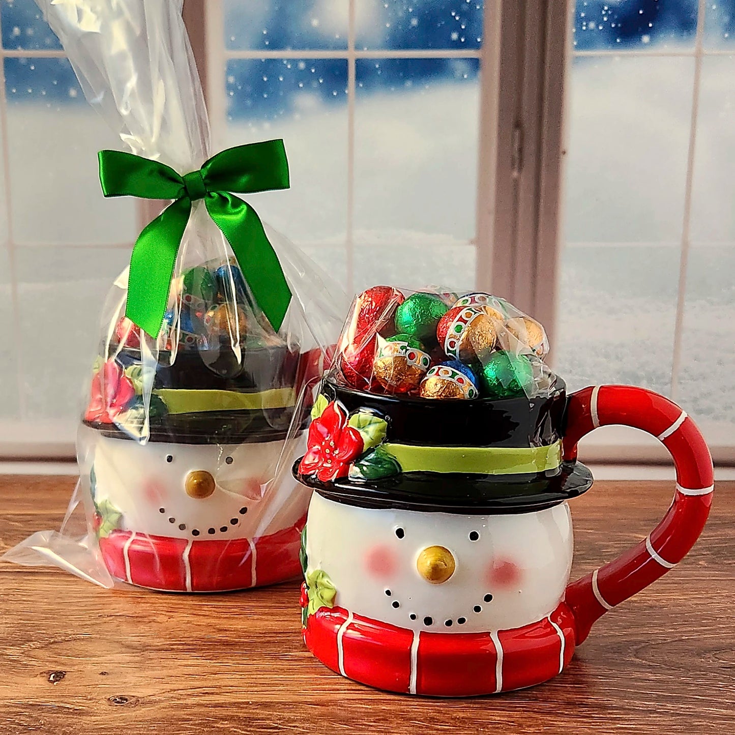 Holiday Magic Snowman Gift Mug with Chocolate
