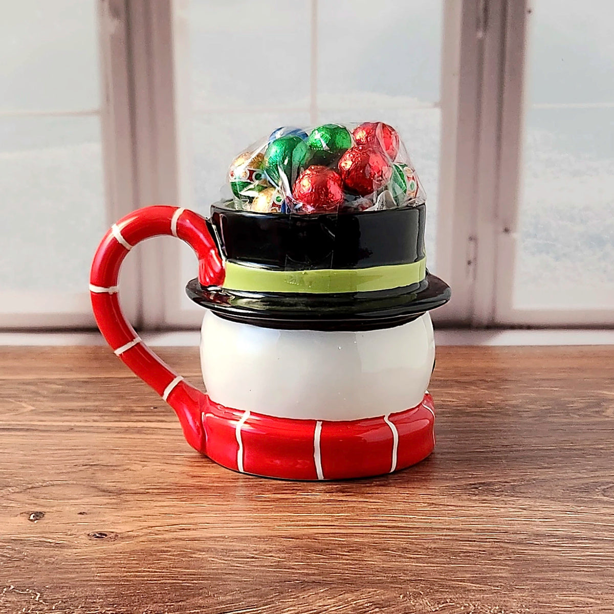 Holiday Magic Snowman Gift Mug with Chocolate