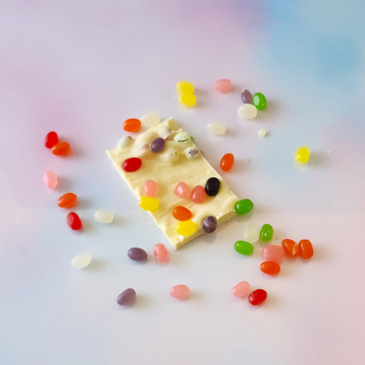 White chocolate jelly bean bark