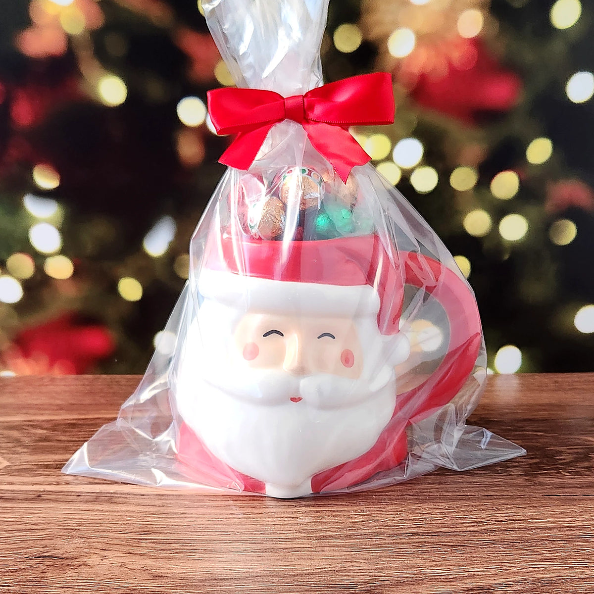 Whimsical Santa Gift Mug with Chocolate