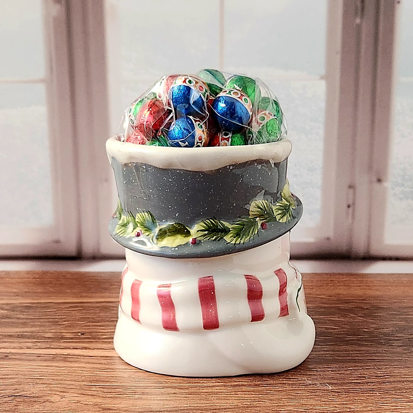 Merry and Bright Snowman Mug with Chocolate