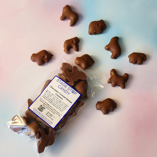 Delicious Milk Chocolate covers animal crackers for a fun playful  treat.