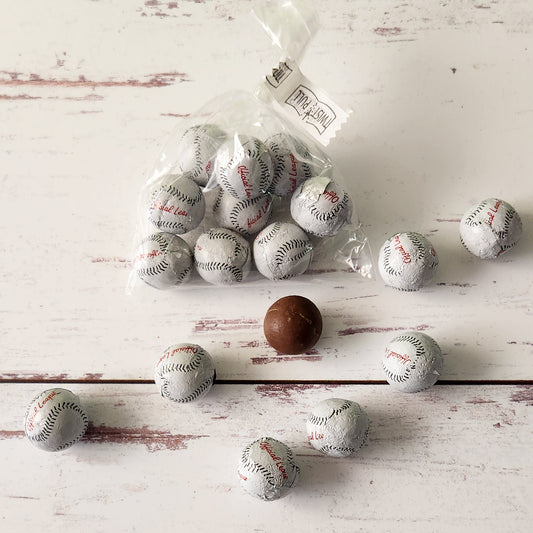 Nine foiled baseballs. These make the perfect treat for any sports fan.