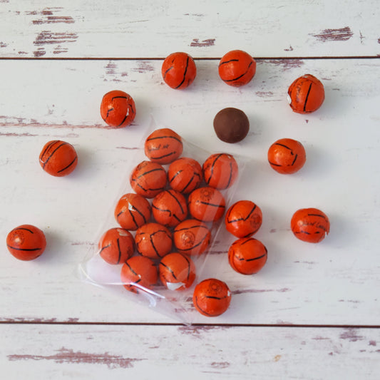 Foiled milk chocolate basketballs 