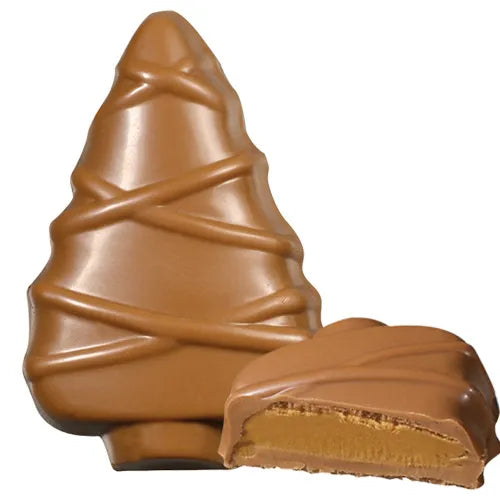 Delicious Peanut Butter covered with creamy milk chocolate in the shape of Tree. The tree weighs 35 grams and is 2.75" tall and 2" wide.