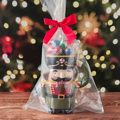 Nutcracker Mug Filled with Milk Chocolate Foiled Ornaments