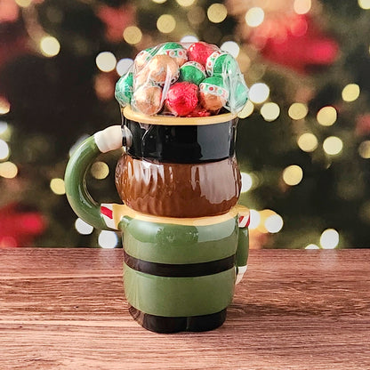 Nutcracker Mug Filled with Milk Chocolate Foiled Ornaments