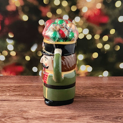 Nutcracker Mug Filled with Milk Chocolate Foiled Ornaments
