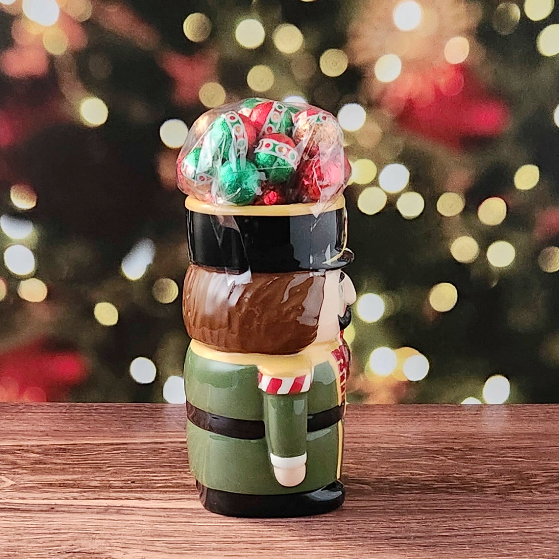 Nutcracker Mug Filled with Milk Chocolate Foiled Ornaments