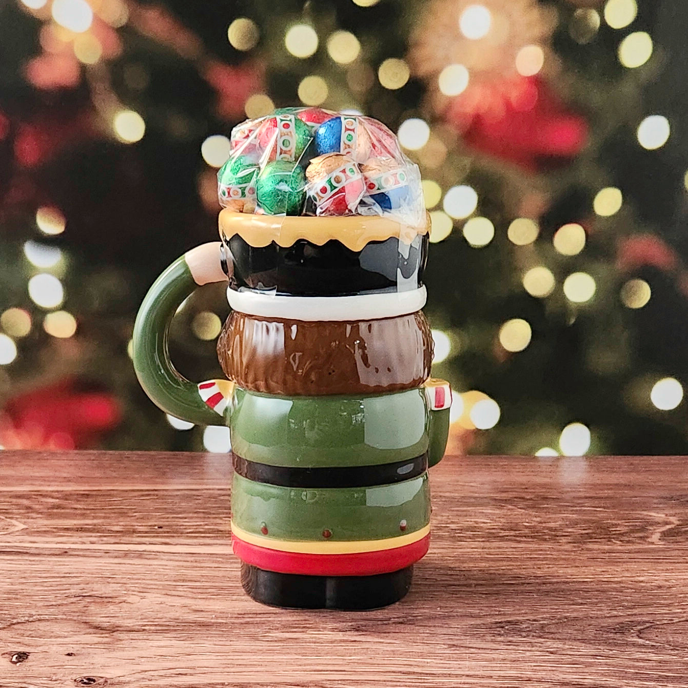 Nutcracker Mug Filled with Milk Chocolate Foiled Ornaments