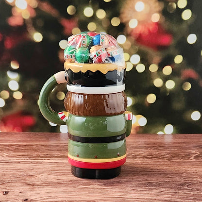 Nutcracker Mug Filled with Milk Chocolate Foiled Ornaments
