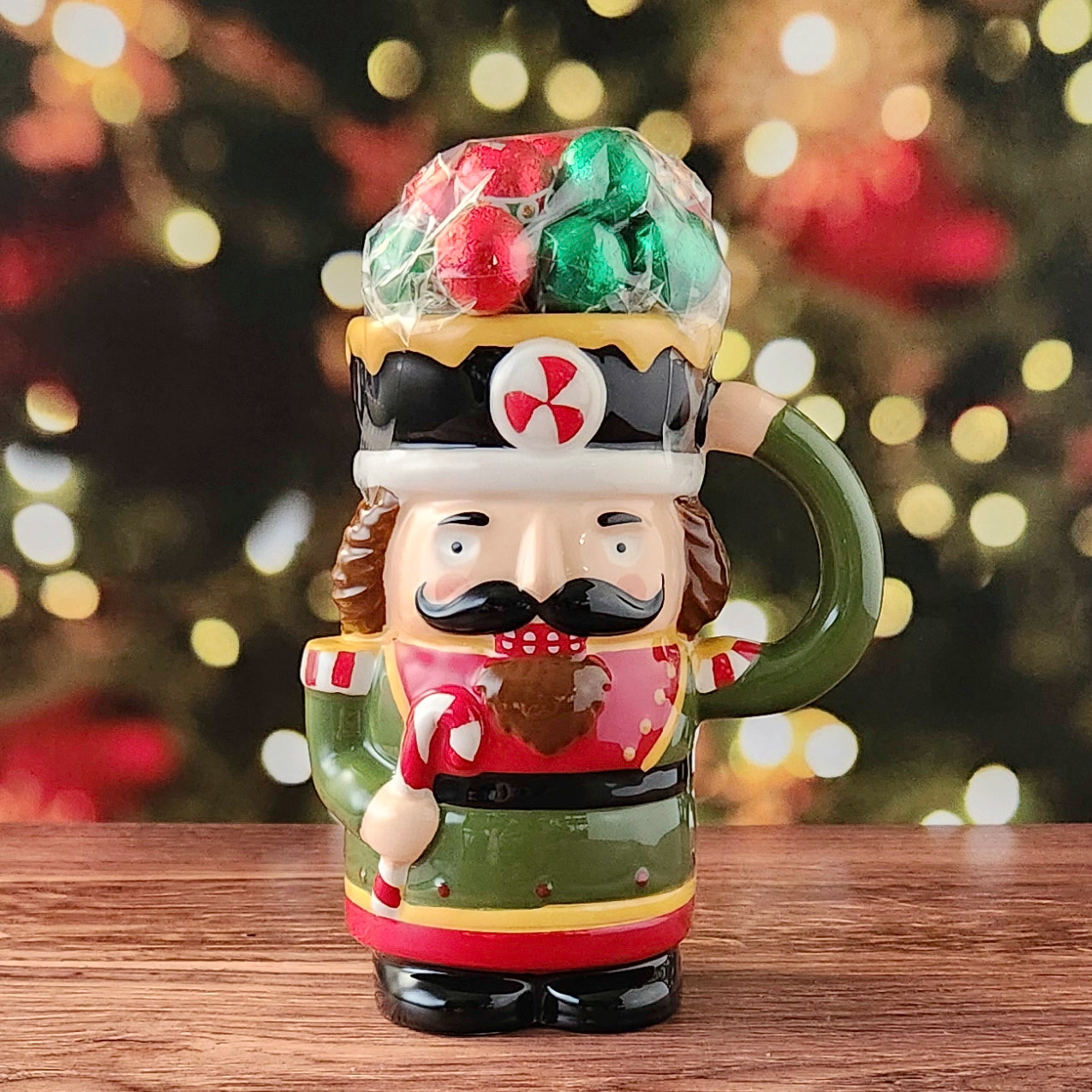 Nutcracker Mug Filled with Milk Chocolate Foiled Ornaments