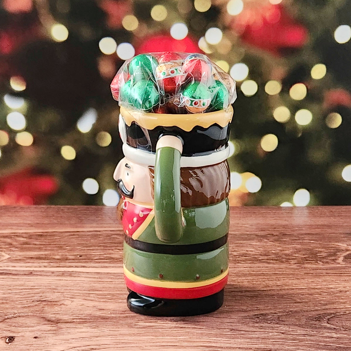 Nutcracker Mug Filled with Milk Chocolate Foiled Ornaments