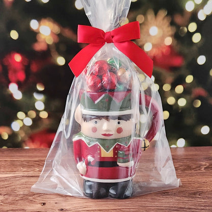 Nutcracker Mug Filled with Milk Chocolate Foiled Ornaments
