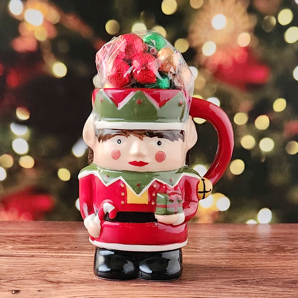 Nutcracker Mug Filled with Milk Chocolate Foiled Ornaments